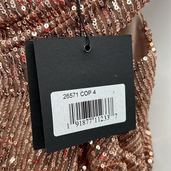 Mac Duggal Sequined Drop Shoulder Faux Wrap Gown - Copper - 4 - New with tags - Picture 6 of 11